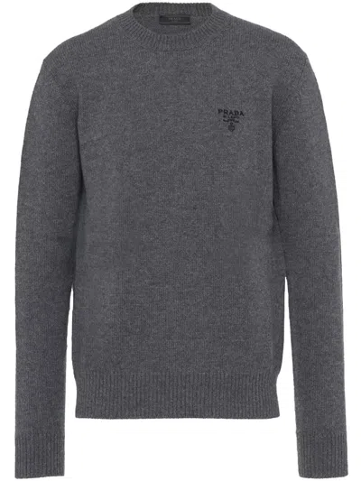Prada Cashmere Crew Neck Sweater In Gray