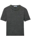 Prada Crystal-embellished Knitted T-shirt In Multi