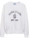 Prada Logo Print Crewneck Sweatshirt In White