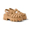Prada Chunky Platform Sandals With Interwoven Straps In Neutrals