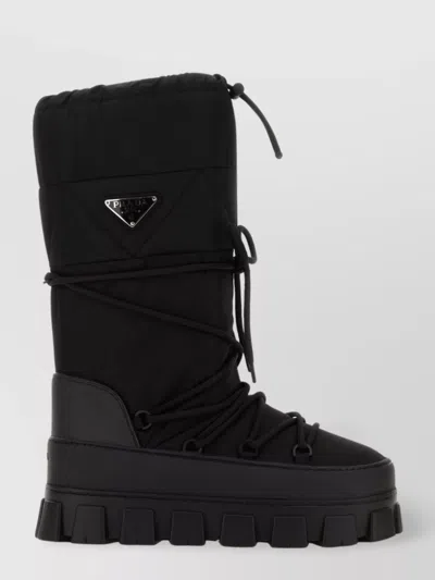 Prada Chunky Quilted Nylon Boots In Black