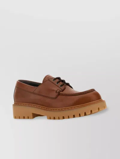 PRADA CHUNKY SOLE LACE-UP LOAFERS WITH ROUND TOE
