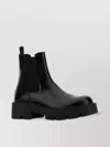 Prada Men's Monolith Brushed Leather Chelsea Boots In Black