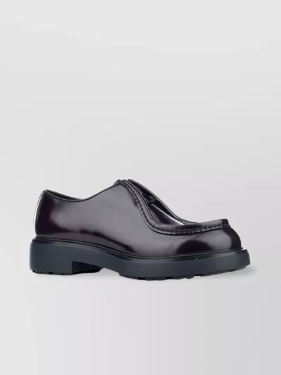 Prada Chunky Sole Loafers Glossy Finish In Black
