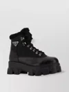 Prada Monolith Nylon Shearling Hiker Boots