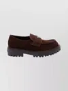 Prada Chunky Sole Suede Slippers With Round Toe In Brown