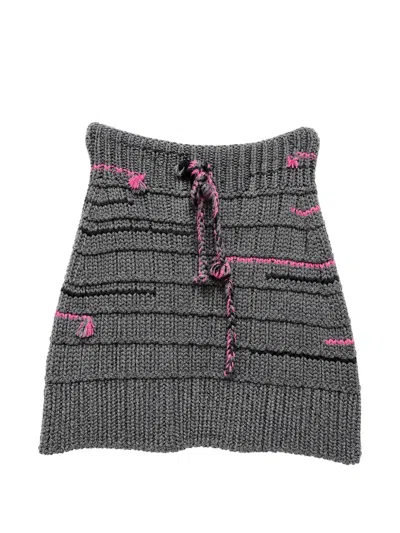 Prada Chunky-knit Drawstring Skirt In Animal Print