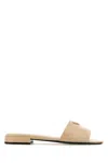 Prada Pantoletten Aus Saffiano-lackleder In Beige