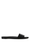 Prada Leather Slide Flat In Black