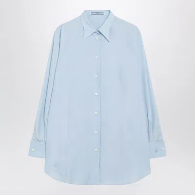 Prada Cielo Cotton Poplin Shirt In Blue
