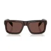 Prada Cigar Acetate Rectangular Sunglasses In Brown
