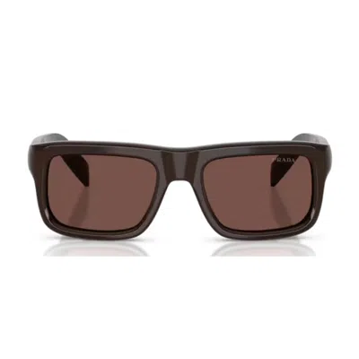Prada Cigar Acetate Rectangular Sunglasses In Brown