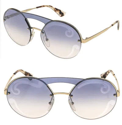 Pre-owned Prada Cinema 65t Round Swirl Gold Blue Sunglasses Pr65ts Snoop Dogg Olympics In Zvn-0d0