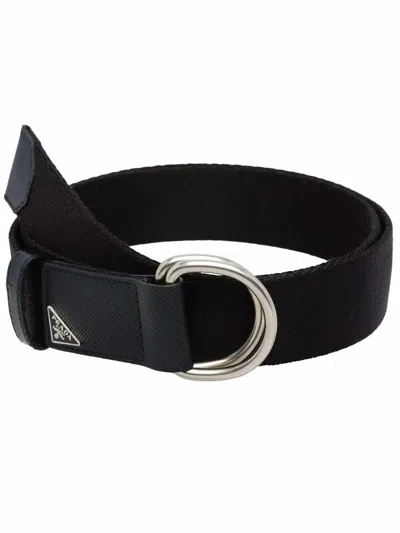 Prada Re-nylon Strap Belt In Black