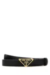 Prada Leather Belt With Adjustable Length And Gold-tone Hardware