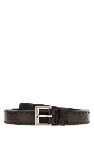 Prada Nappa Leather Belt Adjustable Size Design In Brown