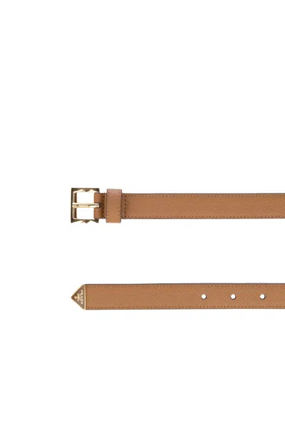 Prada Caramel Leather Belt In Beige O Tan