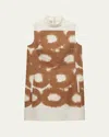 Prada Circle-print Canvas Sleeveless Mini Dress In Brown