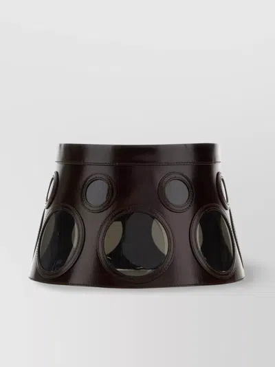 Prada Visor Brown In Leather And Plexiglass In Black