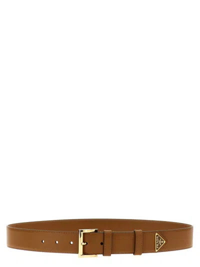 Prada City Calf Belts Brown