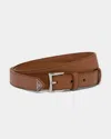 Prada City Calf Leather Belt In Brown