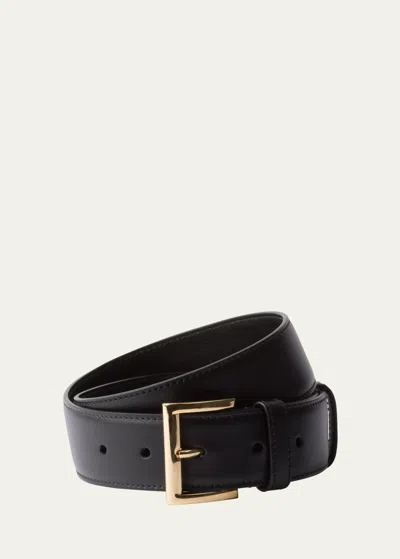 Prada City Calf Leather Belt In Burgundy