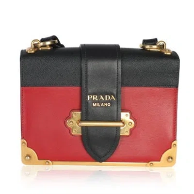 Pre-owned Prada City Calf Leather Cahier In Black