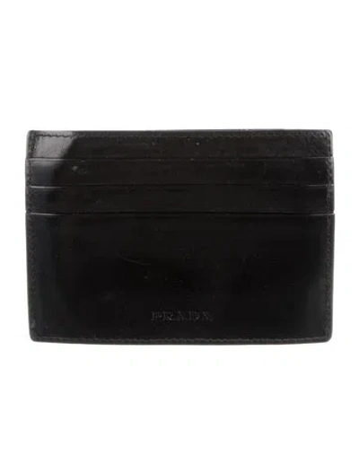 Pre-owned Prada City Calf Leather Card Holder In Black