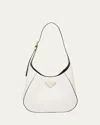 Prada Triangle-logo Leather Shoulder Bag In White