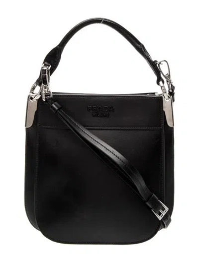 Pre-owned Prada City Calf Leather Margit Small In Black