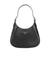 Prada Structured Black Shoulder Bag With Aesthetic In Black
