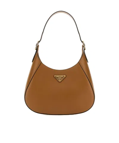 Prada City Leather Shoulder Bag In Brown