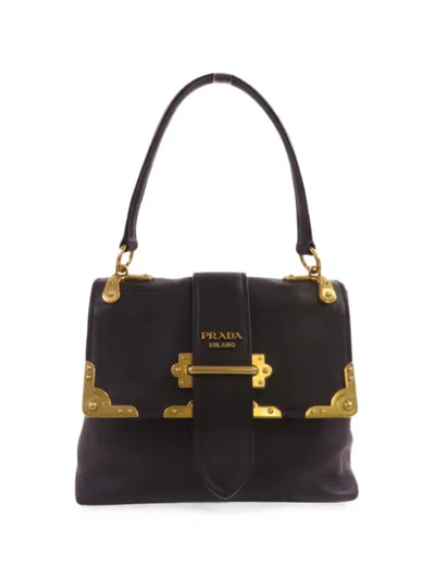 Pre-owned Prada City Leather Tote Bag In Black
