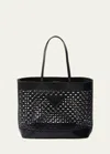 Prada Large Perforated Leather Tote Bag In F0002 Nero