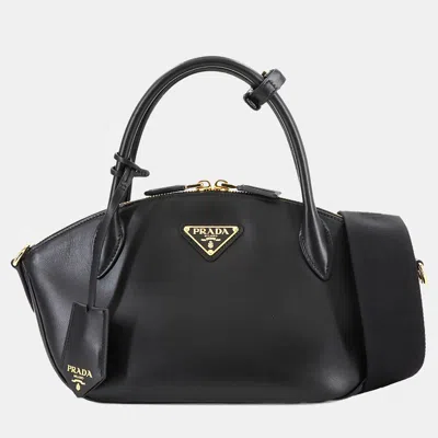 Pre-owned Prada City Zip Black Leather Shoulder Bag