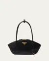 Prada City Zip Leather Shoulder Bag In Nero
