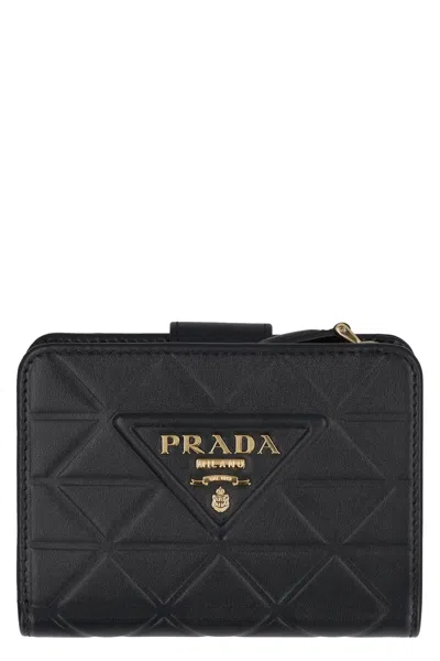 Prada Classic Black Leather Flap-over Wallet For Women