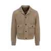 Prada Classic Button-up Lamb Leather Jacket In Neutral