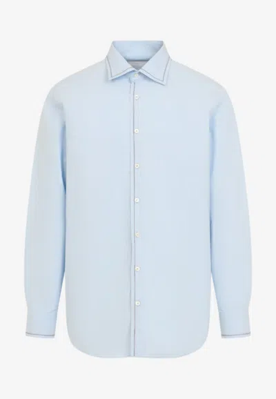 Prada Classic Buttoned Shirt In Blue