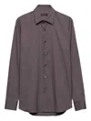 Prada Stretch Cotton Shirt In Gray