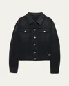 Prada Logo Plaque Denim Jacket In Black