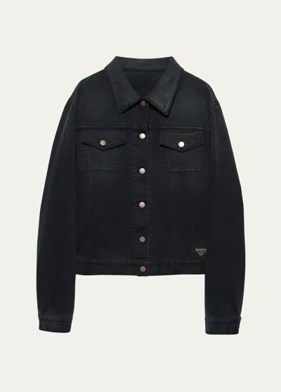 Prada Classic Denim Jacket In Black