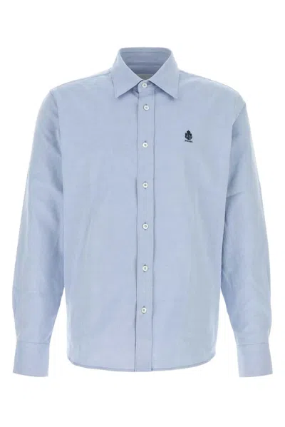 Prada Classic Fit Cotton Shirt In Blue