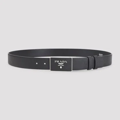 Prada Classic Men's Leather Belt - 3.5cm In Black