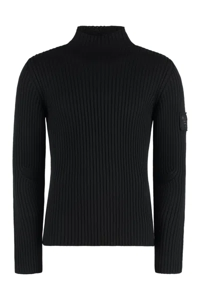 Prada Classic Ribbed Turtleneck Sweater For Women In Black