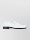 PRADA CLASSIC ROUND TOE LEATHER LOAFERS WITH LOW BLOCK HEEL