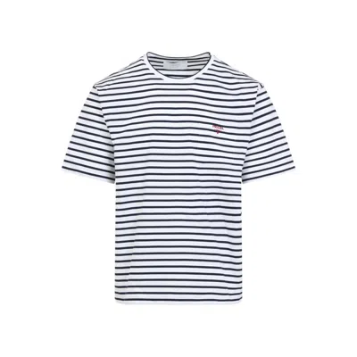 Prada Classic Striped White T-shirt With Embroidered Logo