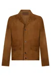 Prada Classic Suede Leather Short Jacket In Brown