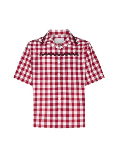 Prada Classic Vichy Shirt For Men In Biancoroso In Biancoturq