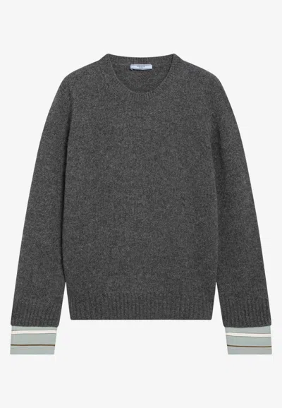 Prada Classic Wool-blend Sweater In Gray